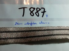 Feldbinden Schieber Tresse silberfarben schwarz 24mm 50cm (t887)m 10,00