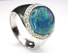 GOLDJUNGE69 * OPAL TRIPLETTE OVAL 15x12mm EDELSTEIN RING (18)  925 SILBER 