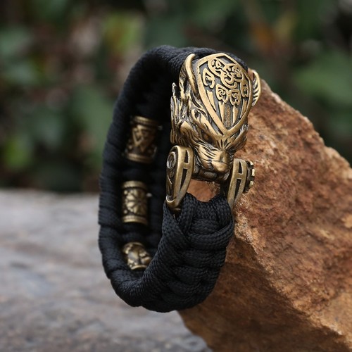 Wolf paracord armband verziert - wolf,