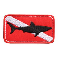 Schwarz Shark Auf Scuba Tauchen Flagge - für Haie Liebhaber Aufnäher/Abzeichen