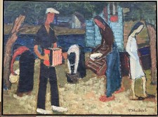 Ölbild DDR Kunst Fahrendes