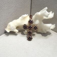 Granatschmuck Kreuz Anhänger Granat Vintage Devotional Silber 925/- vergoldet