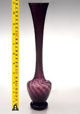 Lauscha Glas lila Vase, DDR mundgeblasene Pflaume Stiel Spirale 28 cm Glasbläserei