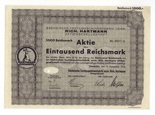Hartmann Textil-Maschinen AG – CHEMNITZ – Aktie über 1.000 RM, 15.11.1935