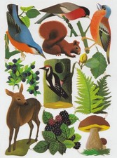 Glanzbilder: Lebewesen und Pflanzen des Waldes, Nr. 1239, kompletter Bogen, DDR