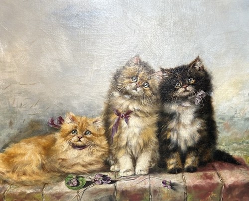 ölgemälde katzen auf einer - katzen,