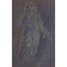 Clifford Holmead Philipps Zeichnung Pastell Frau im Gewand monogrammiert