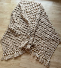 Damen  Schal- Stola-Beige/ Gold mit Lurexfäden und Fransen