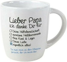1x Tasse Kaffeebecher Teetasse Kaffeetasse "Lieber Papa - ich danke dir ..."