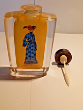 Vintage ~ Parfum Flakon Glas Flasche mit Stopfen braun Gold  alt