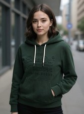 Superdry Damen Vintage Hoodie geprägtes Logo sportliches Sweatshirt Damen Kapuzenoberteil