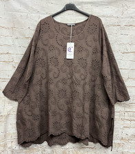 Moonshine Fashion Tunika Shirt Sommer Lagenlook Übergröße Gr 46 48 50 Neu braun