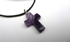 Amethyst Anhänger Kreuz 2,8 cm Edelstein Kreuzanhänger an Schmuckband