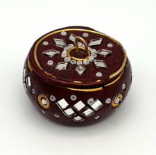 Vintage Pillendose Schmuckbox Orient Spiegel Mosaik Glas Schatulle Dose #3053