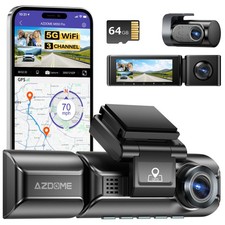 AZDOME 3 Lens 4K Dashcam 5G WiFi GPS Nachtsicht 2K+1K+1080P Parkmodus 64GB Karte
