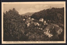 Falkenberg /Mark, Ortsansicht mit Karlsburg aus der Vogelschau, Ansichtskarte 