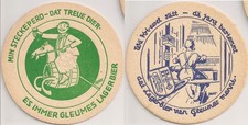 Gleumes Lagerbier - alter Bierdeckel "Wä Kri-ewel sätt - Weberei"