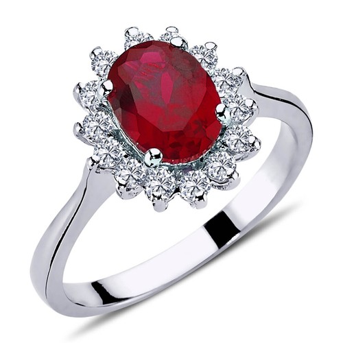 Diamant oval rubin entourage - rubin,