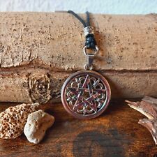 Halskette Kette großem Anhänger Pentagramm Fleur de Lis (166)