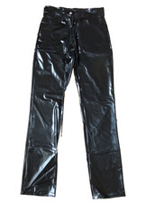 PVC U wie Hose Plastik Jeans XS schwarz glänzend Rollenspiel Vinyl Kleidung