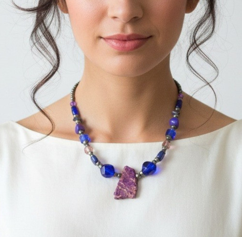 Boho statement kette edelstein - kette,