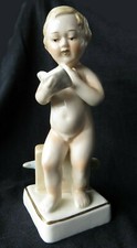 ❤ "NEUNDORF" Figur_Porzellan_ 16,7 cm_PUTTO_PUTTE_Engel_Koffer_Schirm_Germany__