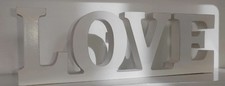 Deko Schriftzug LOVE Holz modern weiß Handarbeit Holzdecko neuwertig 