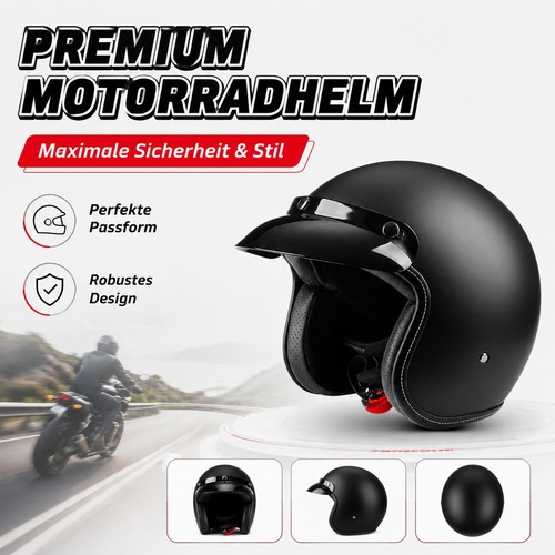 Schwarz retro sturzhelm - l,
