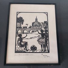 Original Scherenschnitt von Lotte Gützlaff (Berlin) Wenn die Soldaten durch ...