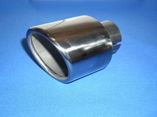 Auspuffblende Endrohr Oval Edelstahl Chrom 130mm lang Ø46mm 400 Gramm schwer