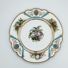 Mitte 19. Jahrhundert Minton handbemalt floral türkis vergoldet Netzteller