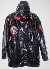 CIPPO & BAXX PU Damen Hoch Glanz Regenjacke + Kapuze Regen Jacke Mantel 42/M-L