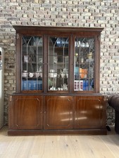 Antiker Vitrine Bücherschrank Vitrinenaufsatzschrank englischer Stil 3-türig