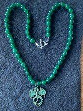 Heilstein- Edelstein- Halskette  " JADE " mit DRACHEN-ANHÄNGER