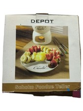 Depot Servierplatte Schoko Fondue Teller Weiß Keramik Modern