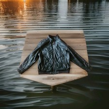  Herren Jacke Lamm-Nappa-Leder Schwarz Gr. 54 Wattiertes Futter Top Zust