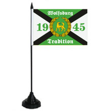 Tischflagge Tischfahne Wolfsburg Tradition 1945 Fahne Flagge 10 x 15 cm
