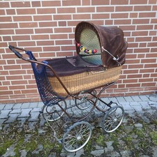 Nostalgie Kinderwagen Fischer Vintage Braun Korb Retro Gondelkinderwagen 