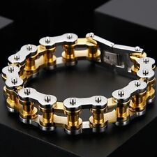 HERREN ARMBAND EDELSTAHL PANZERARMBAND GOLD / SILBER XXL MASSIV BIKER HOCHGLANZ