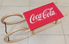 Schlitten, Rodelschlitten, Hörnerschlitten, Holzschlitten, Coca-Cola 100x30x24cm
