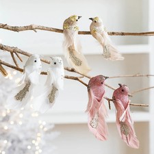 2 Stück Glitter Vögel Anhänger Künstliche Federn Vogel Paar Festlich Weihnachten