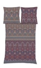 Fleuresse Aspen Biber Bettwäsche 135x200 Ornamente Streifen blau rot  434306-04