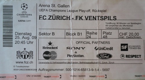 Ticket uefa 2009 fc - ticket, cl