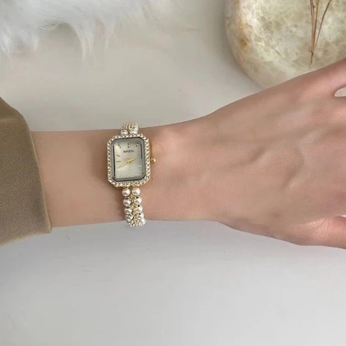 Damen uhr perlenarmband luxus - uhr,