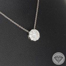 Wert 1490 € Brillant Anhänger (ca. 0,40 carat) mit Kette 750 18 Karat Weiß Go...