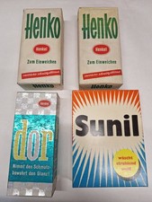 2  Packungen Henko ein Dor ein Sunil Original Vintage alt mit Pfennigaufdruck