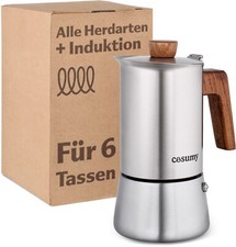 Espressokocher 300ml Holz Espresso Bereiter Maschine Edelstahl Mokka Maker