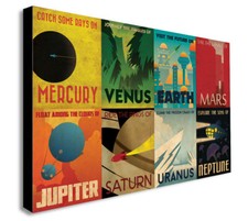 NASA Raumfahrt Stil Retro Leinwand Wandbild gerahmter Druck - verschiedene Größen