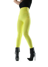 NEU High Waist Gummioptik Leggins Leggings  Shape Corsagen-Effekt neongelb S