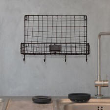 Wandregal, Eisen, Draht, Wandregal mit Ablage und Haken